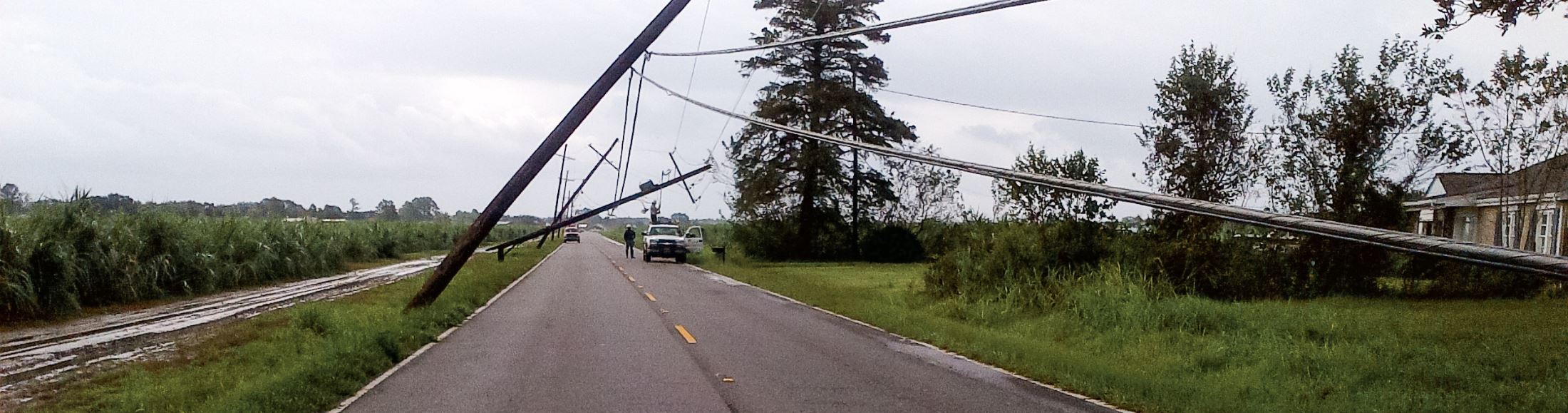 Down powerlines on road