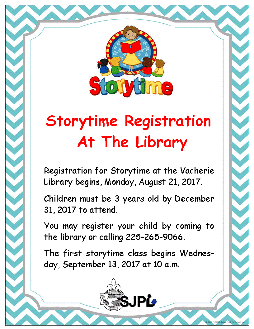 Fall 2017 Storytime Registration Flyer